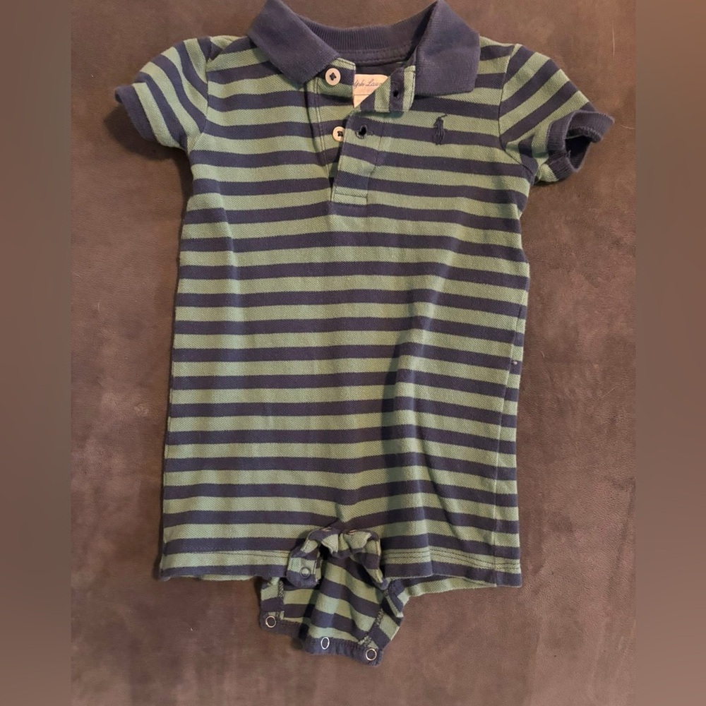 Ralph Lauren Striped Green and Blue Kids One Piece 6m